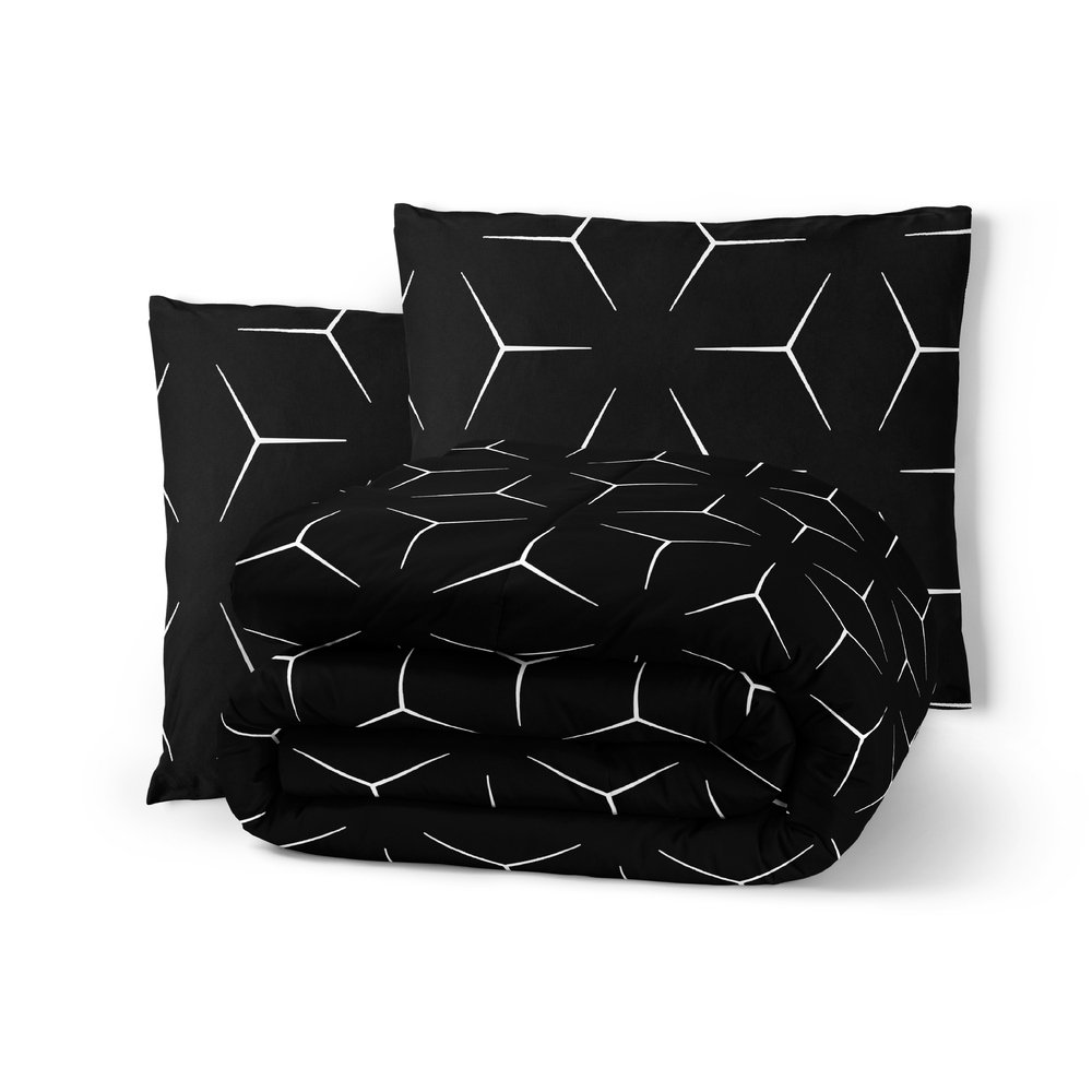 POŚCIEL Z KORY 220x200cm PREMIUM 100% BAWEŁNA KORA Milano Czarno - Białe