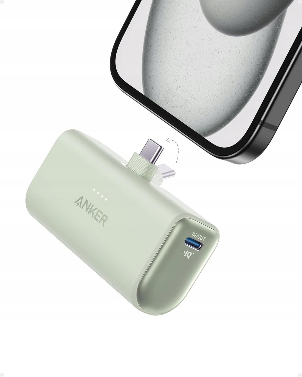 Anker Nano Powerbank, 5000 mAh, 22,5 W, wbudowany, składany konektor USB-C