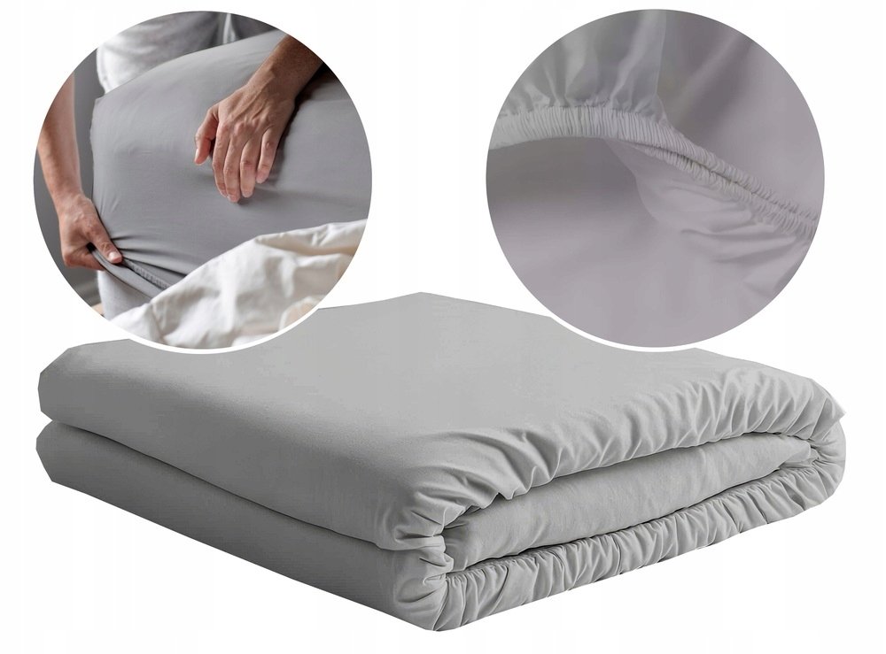 Prześcieradło 160x200 GRUBA POLSKA DZIANINA JERSEY gęsto tkana 140g/m2 STAL