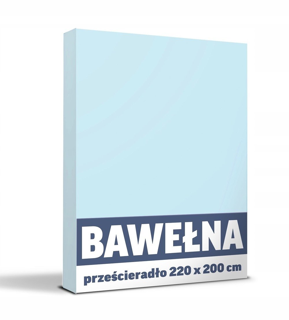 LUX Prześcieradło Tradycyjne 200x220CM Bez Gumki BAWEŁNA, jasno niebieski