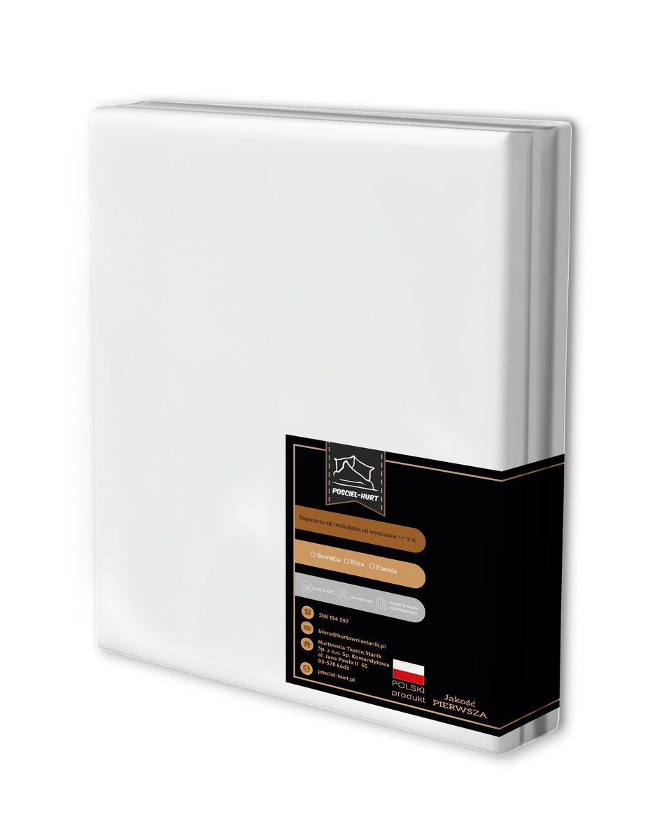 Prześcieradło Tradycyjne 200x220CM Bez Gumki BAWEŁNA 100% biały