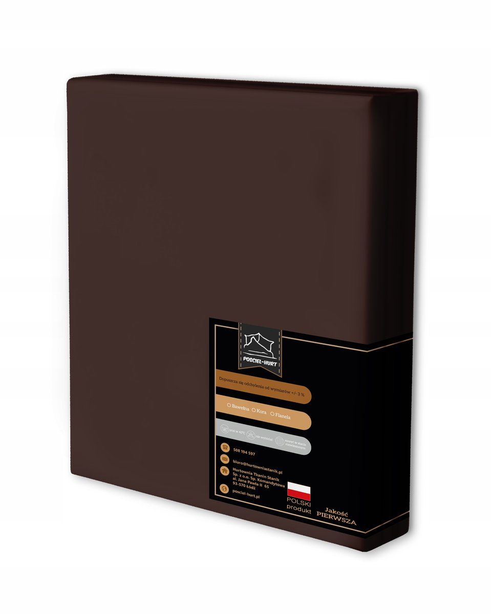 Prześcieradło Tradycyjne 200x220CM Bez Gumki BAWEŁNA 100% Brąz