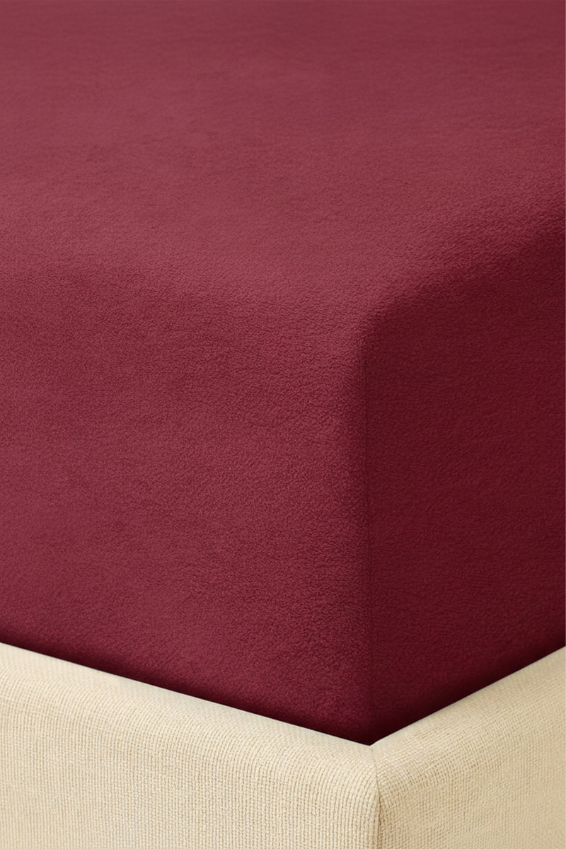 GRUBE PRZEŚCIERADŁO BAWEŁNIANE FROTTE Z GUMKĄ 160x200x30 BORDO
