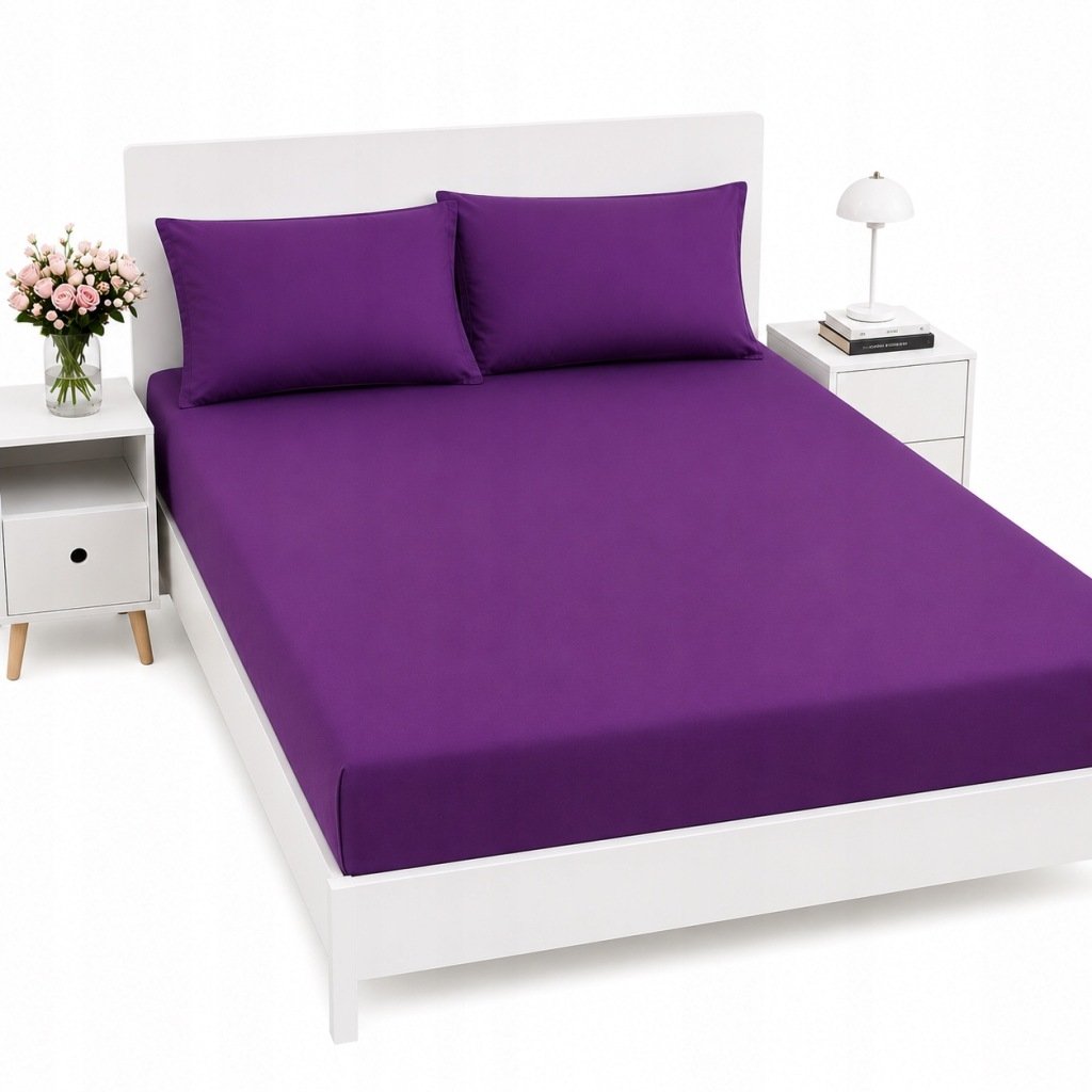 PRZEŚCIERADŁO Z GUMKĄ 160X200 CM FIOLETOWE FASHION