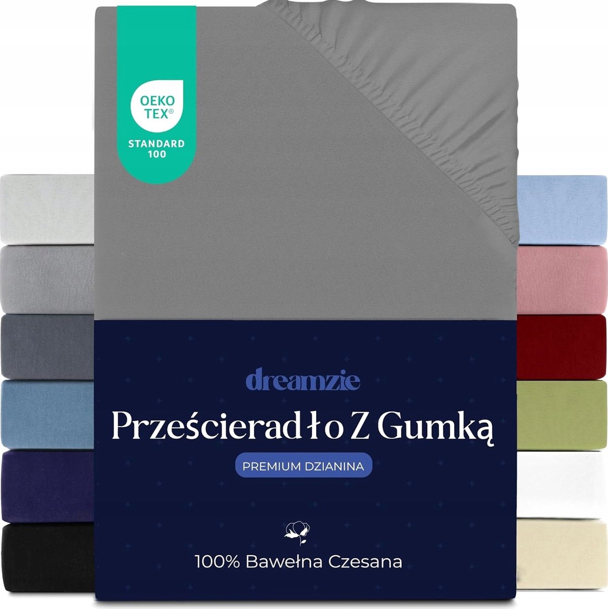 PRZEŚCIERADŁO 90X200 BAWEŁNIANE JERSEY GUMKĄ TRWAŁE PREMIUM ANTRACYT