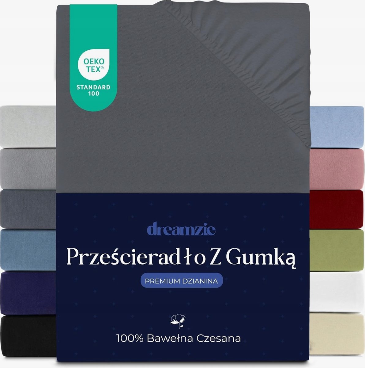 PRZEŚCIERADŁO 180X200CM BAWEŁNIANE CIEMNOSZARE JERSEY GRUBE HIPOALERGICZNE