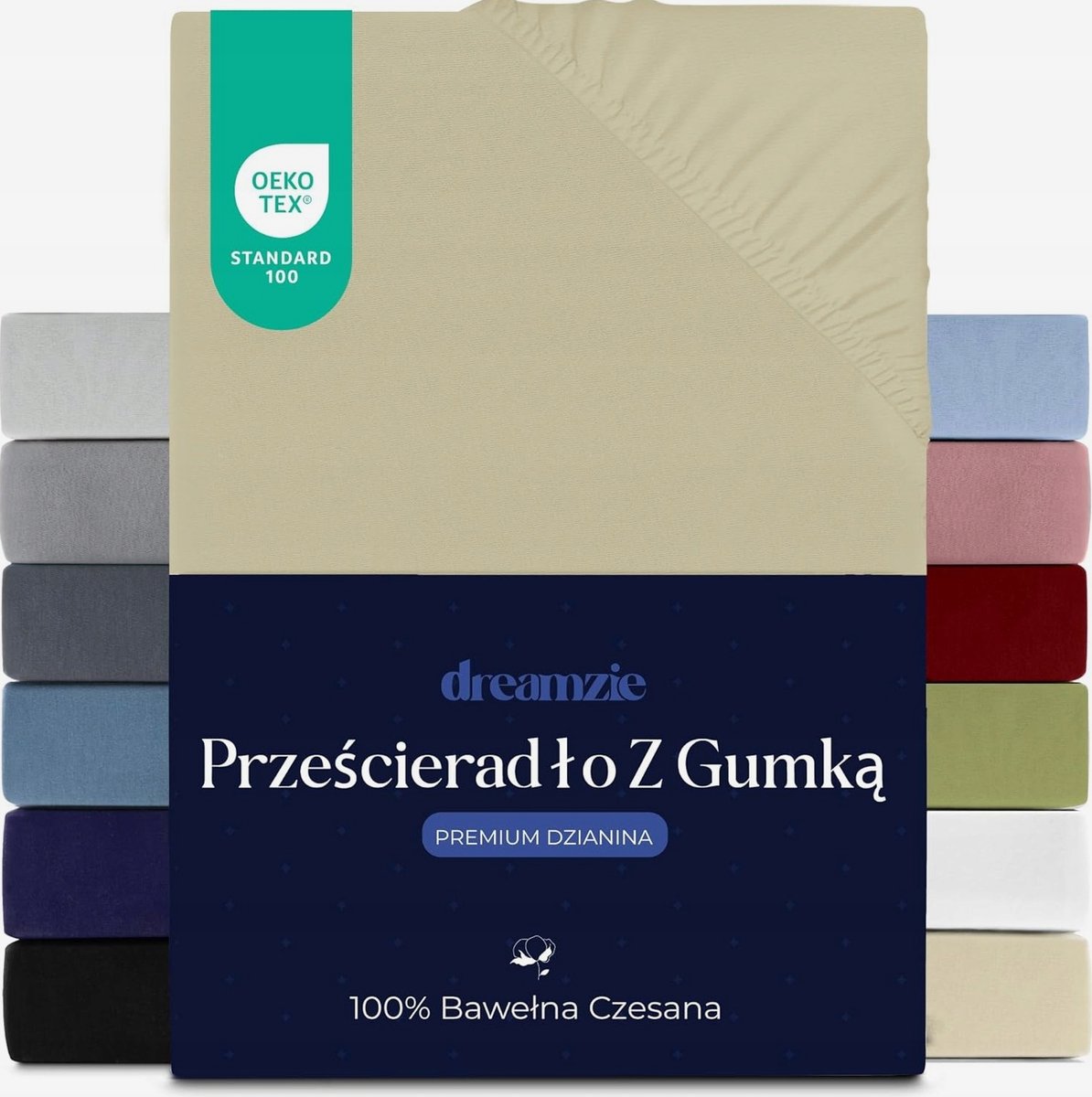 PRZEŚCIERADŁO 90X200CM BAWEŁNIANE JERSEY MIĘKKIE BEŻOWE PREMIUM
