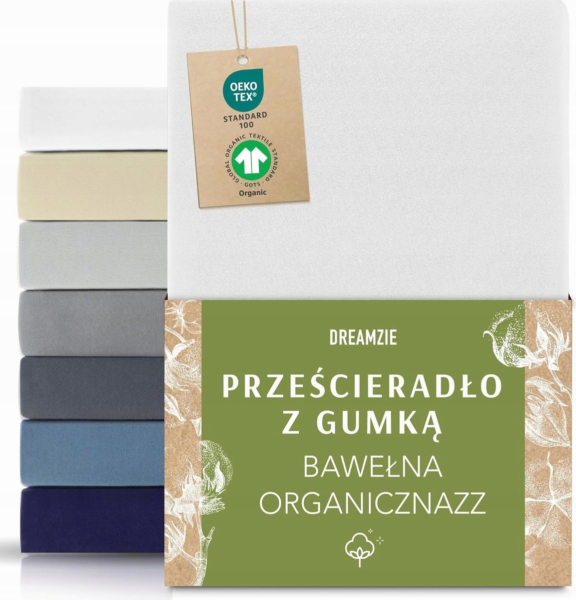 PRZEŚCIERADŁO 80X200 BIAŁE BAWEŁNIANE JERSEY ORGANICZNE WYSOKA JAKOŚĆ