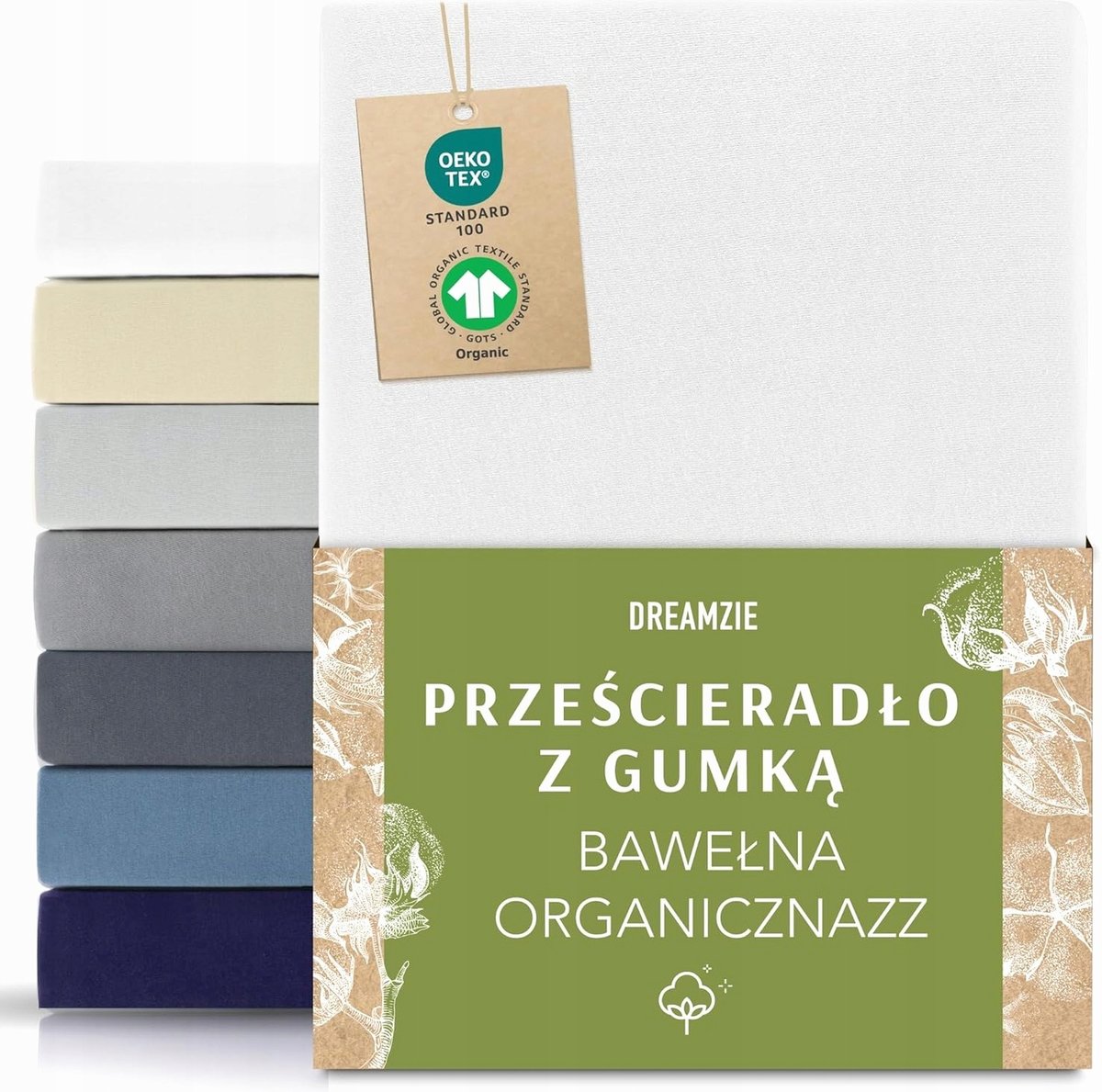 PRZEŚCIERADŁO 70X200 BIAŁE BAWEŁNIANE JERSEY GUMKA ORGANICZNE WYGODNE