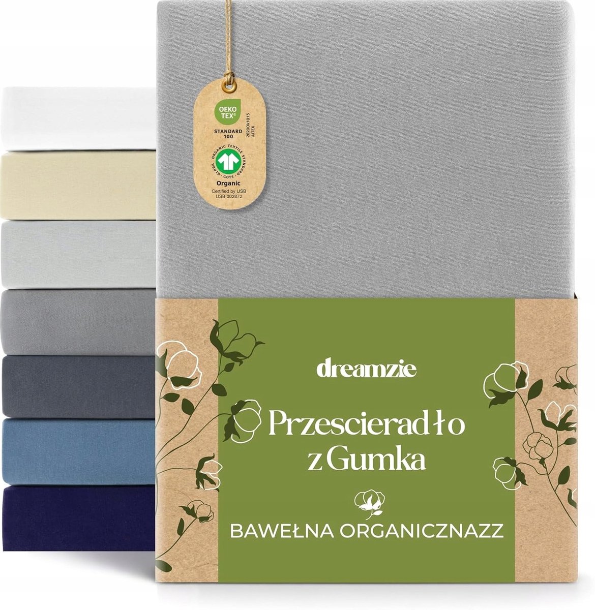PRZEŚCIERADŁO 80X200CM BAWEŁNIANE JERSEY ORGANICZNE SZARE HIPOALERGICZNE