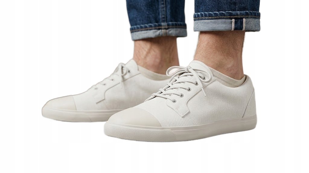 ASOS BIAŁE MĘSKIE TRAMPKI MATERIAŁOWE GŁADKIE KLASYK 44.5 14CA