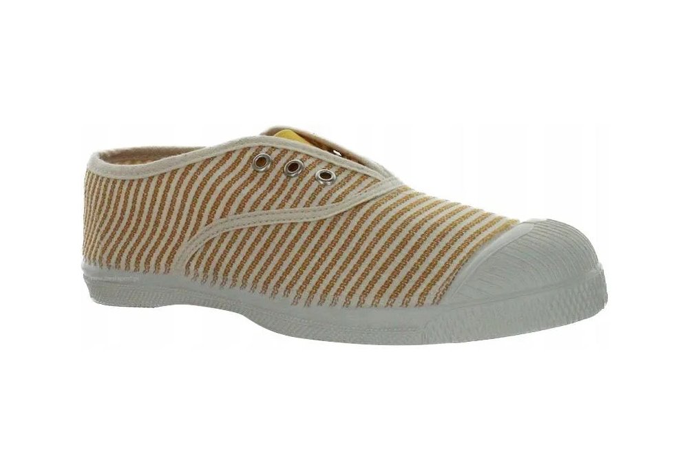 BENSIMON TRAMPKI DAMSKIE W PASKI BIAŁO MUSZTARDOWE WSUWANE 36 3CA