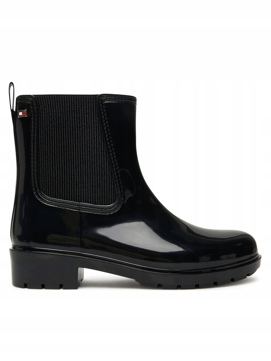 TOMMY HILFIGER KALOSZE DAMSKIE CZARNE LAKIEROWANE WODOODPORNE 39 26CA