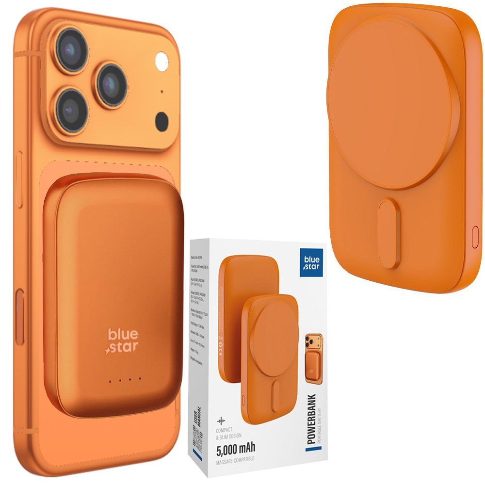 Magnetyczny Powerbank PD 20W MagSafe 15W 5000mAh POMARAŃCZOWY do iPhone