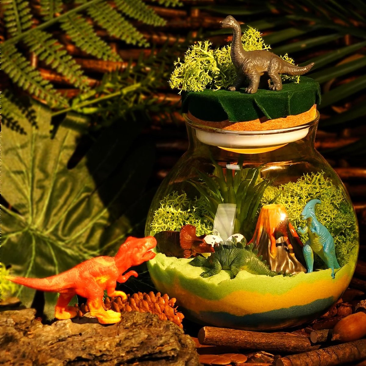 Zestaw Kreatywny Terrarium Dinozaur Lampka Nocna Magiczny Wielokolorowy
