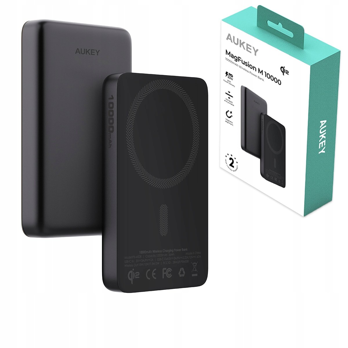 Powerbank 10000 mAh QI2 ładowanie bezprzewodowe MagFusion AUKEY PB-MS08