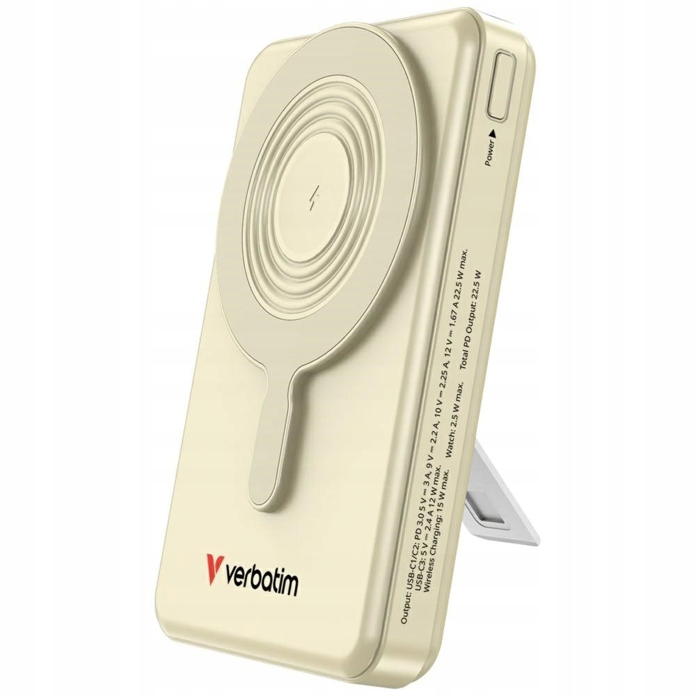 Powerbank Verbatim Charge n Go 10000mAh z podstawką Magnetic Wireless wyświ