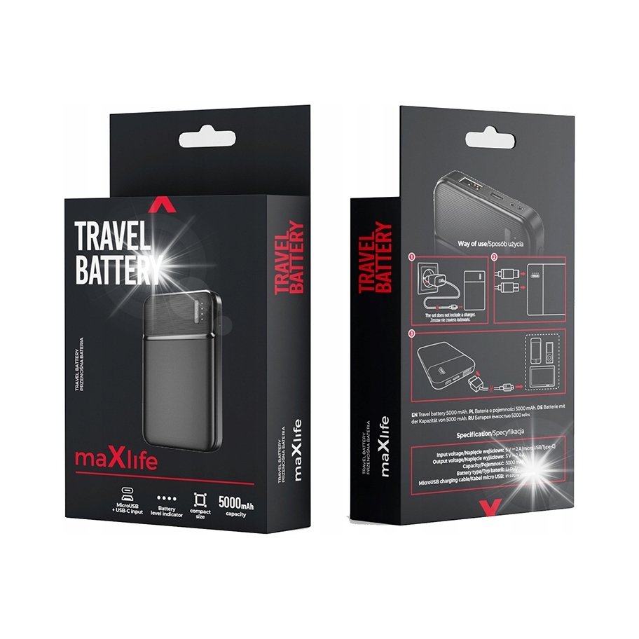 Powerbank KIESZONKOWY POWER BANK 20000mAh USB MICRO USB TYPC Maxlife