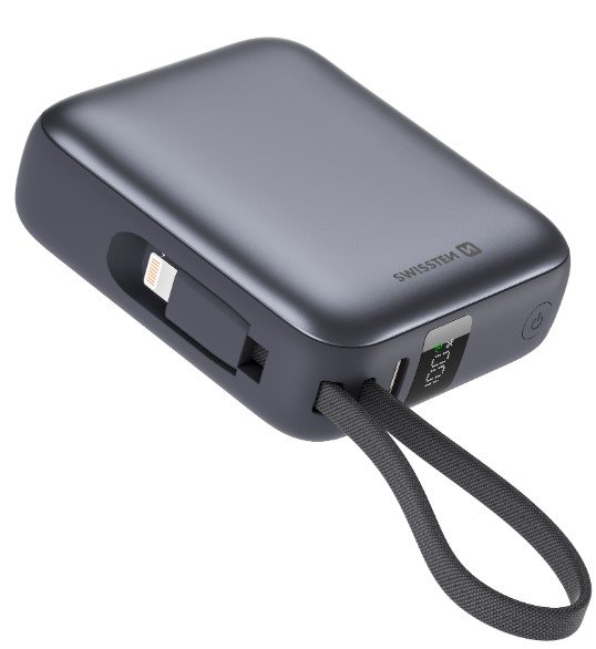 Powerbank 10000 mAh USB-C z wbudowanym kablem USB-C I LIGHTNING SWISSTEN