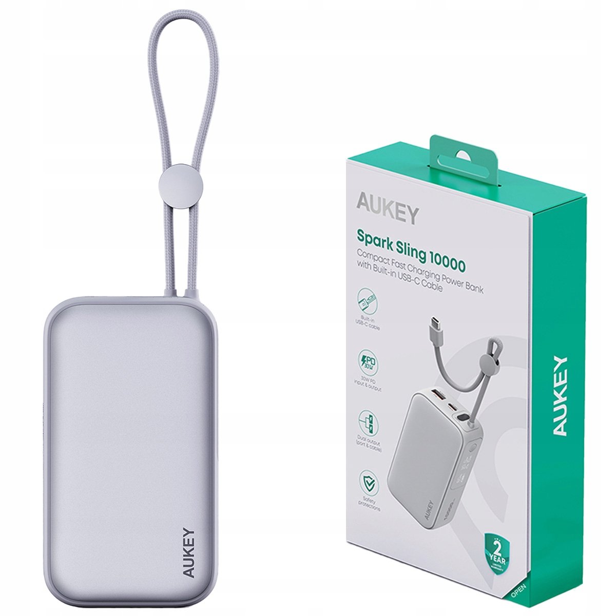 Powerbank 10000mAh AUKEY USB-C USB-A SZYBKIE ŁADOWANIE Kabel USB-C
