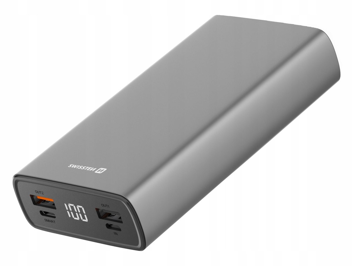 SWISSTEN POWERBANK 20000 mAh PD QC 2x USB-A USB-C + kabel 1m