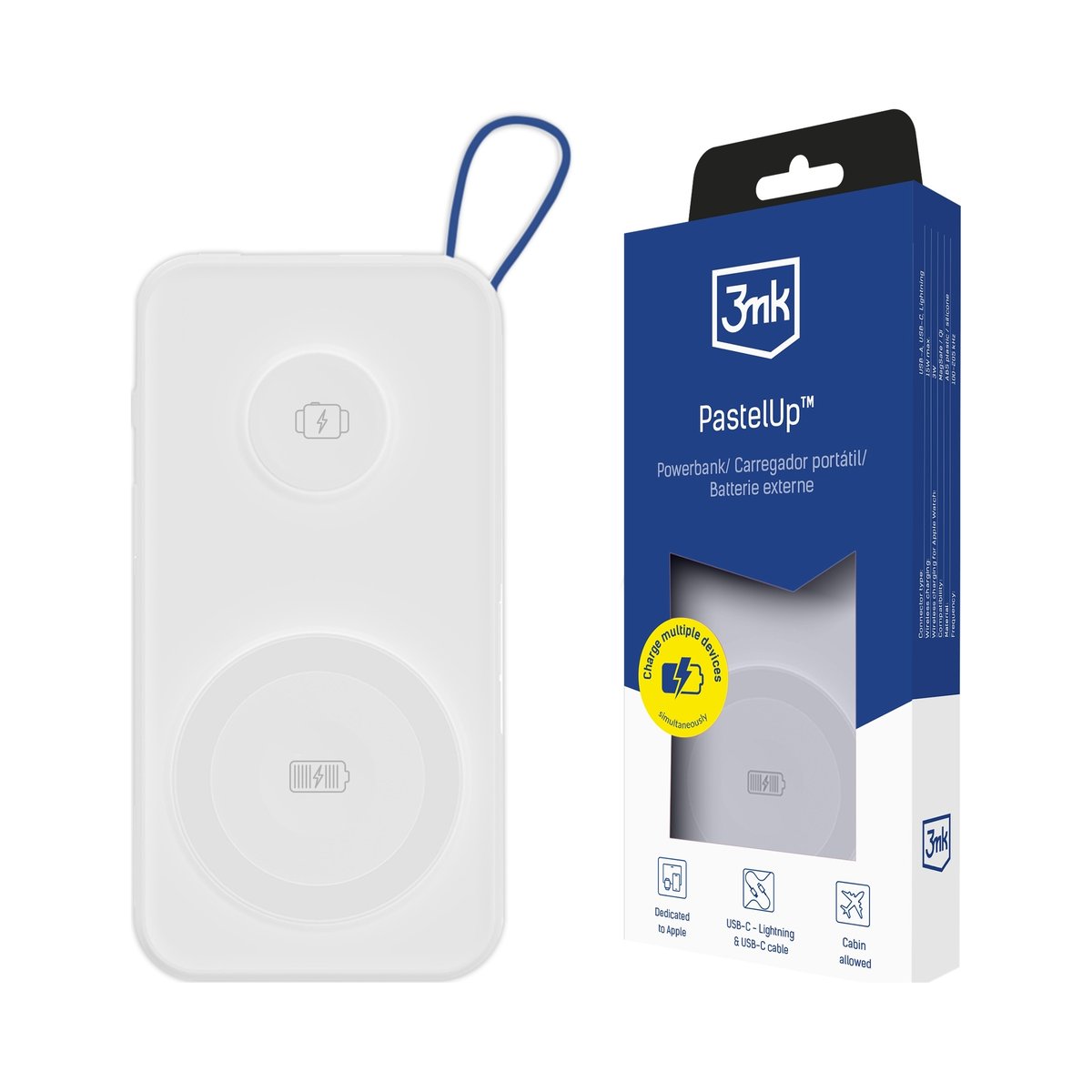 Powerbank 3mk PastelUp 10,000mAh 22.5W USB 1A1C - White