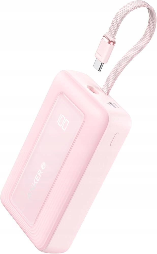 POWERBANK ANKER ZOLO 20000MAH 30W WBUDOWANY KABEL USB C RÓŻOWY