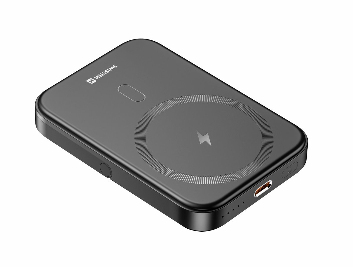 POWERBANK SWISSTEN 5000 mAh 20 W USB-C ładowanie bezprzewodowe Qi 15 W