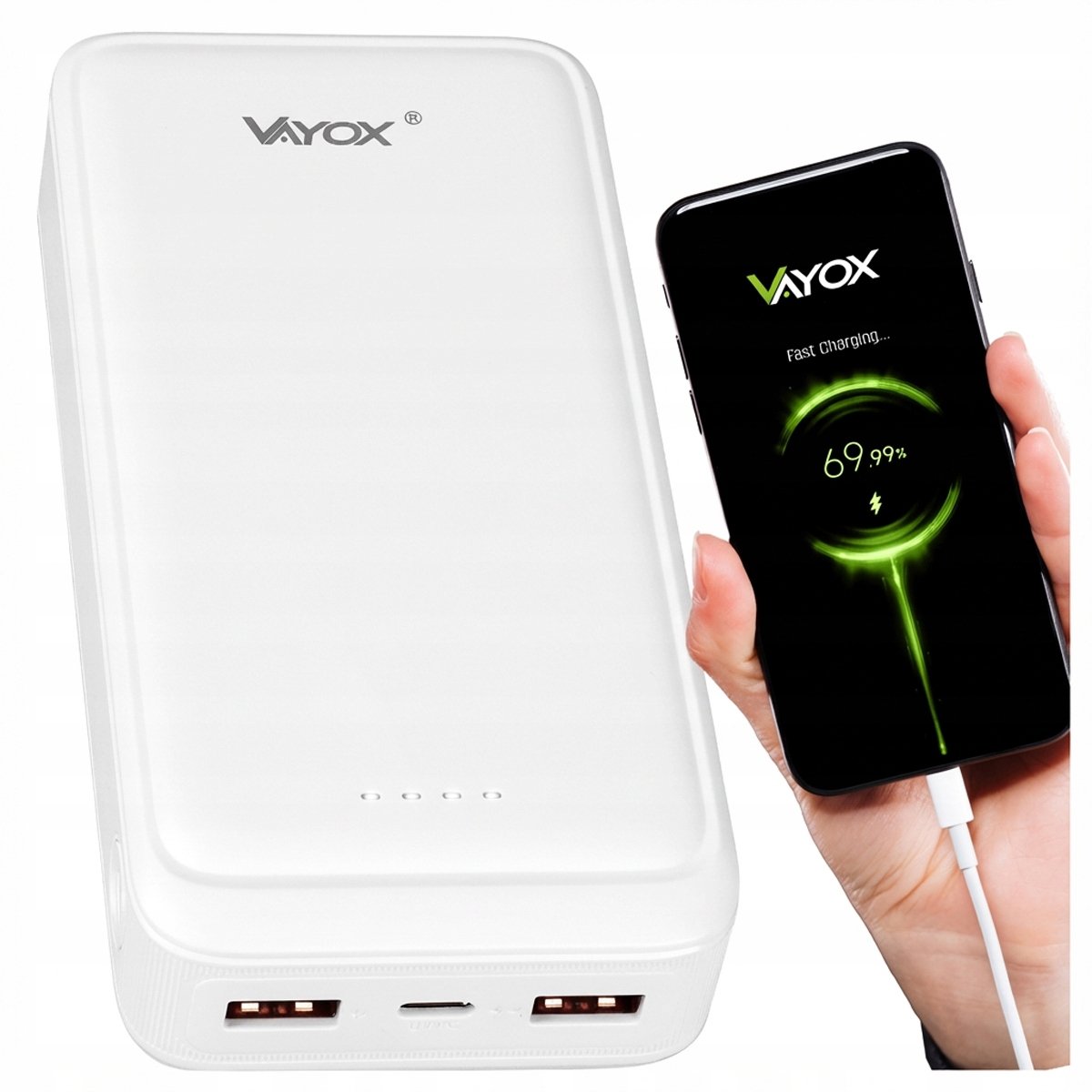 POWERBANK 20000mAh 20W USB C 2xUSB SZYBKIE ŁADOWANIE QC PD POWER BANK VAYOX