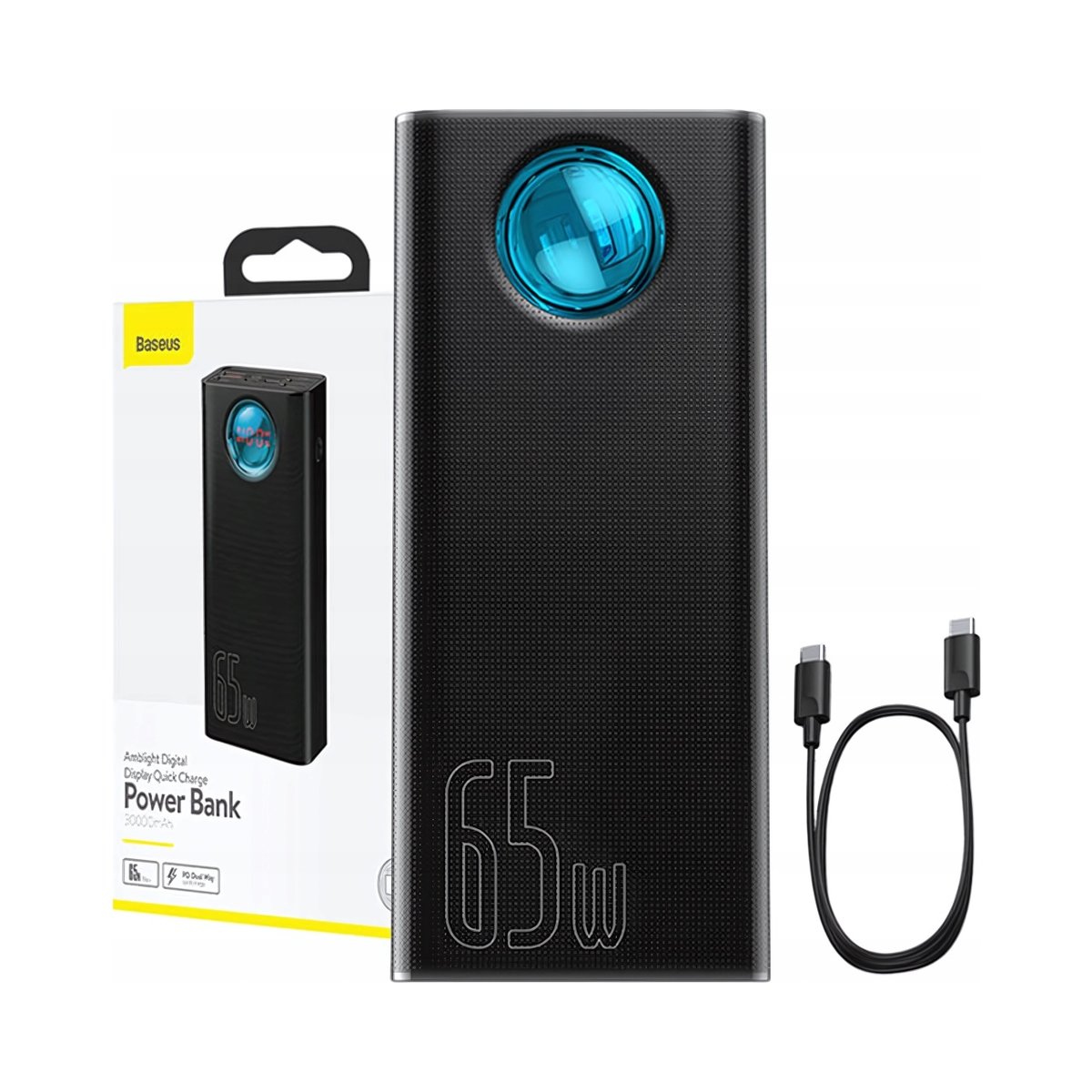 Baseus Powerbank 30000mAh 65W 5X USB USB Typu C 5A QC 3.0 Z Wyświetlaczem