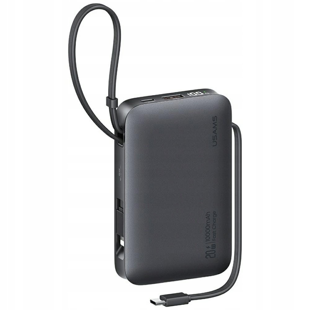 Powerbank USAMS XR Series CD228 10000mAh 20W + kabel USB-C/Lightning czarny