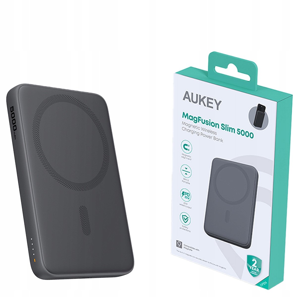 Powerbank 5000mAh AUKEY MagFusion PB-MS03 USB-C MagSafe 20 W bezprzewodowy