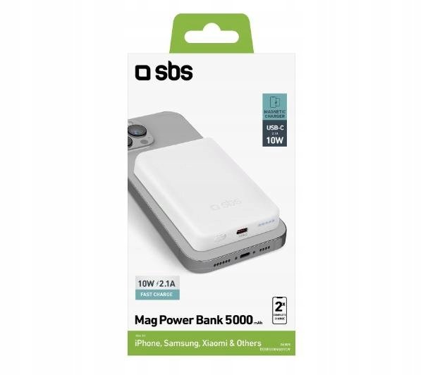 Powerbank 5000 mAh USB-C kompatybilny z MagSafe - biały