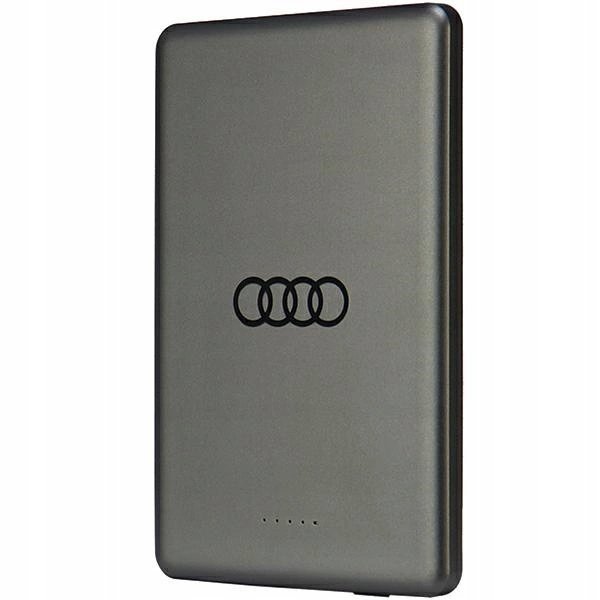 Audi Powerbank indukcyjny 15W 5000mAh szary/grey Big Logo MagSafe AU-MWPB50 / Audiolite