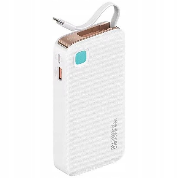 USAMS Powerbank ze zwijanym kablem USB-C Retractable 10000 mAh PD 20W Fast