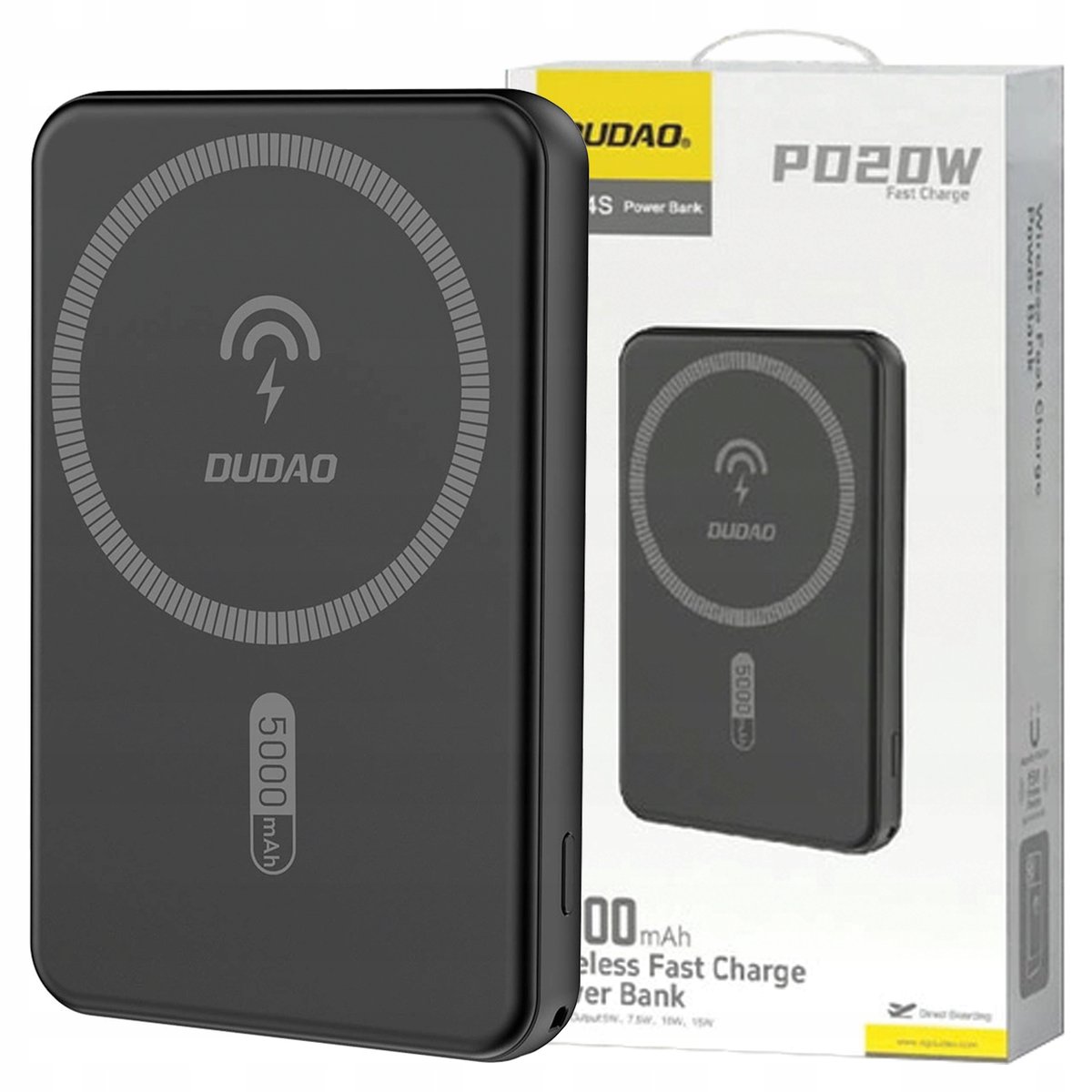 Powerbank 5000mAh magnetyczny z ładowarką indukcyjną MagSafe czarny