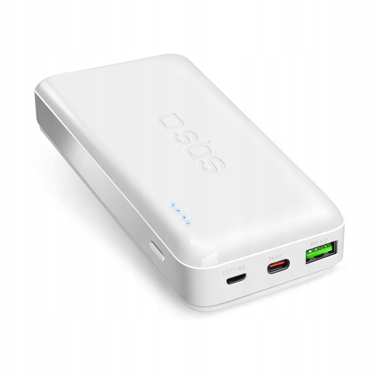 Powerbank 20000 mAh PD MicroUSB USB-C USB-A 20W - biały