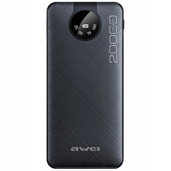 AWEI PowerBank P134K 20000mAh czarny/black wyświetlacz + kable USB/PD/Light