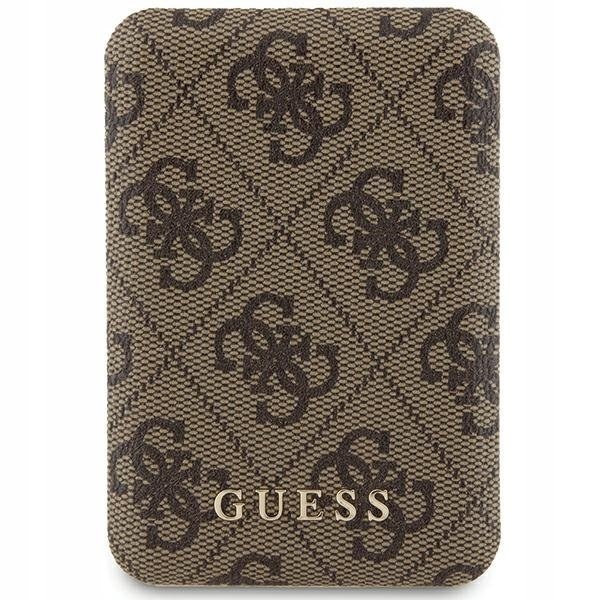 Guess Powerbank indukcyjny 15W GUPB5FP4EMGW 5000mAh brązowy/brown 4G Leathe