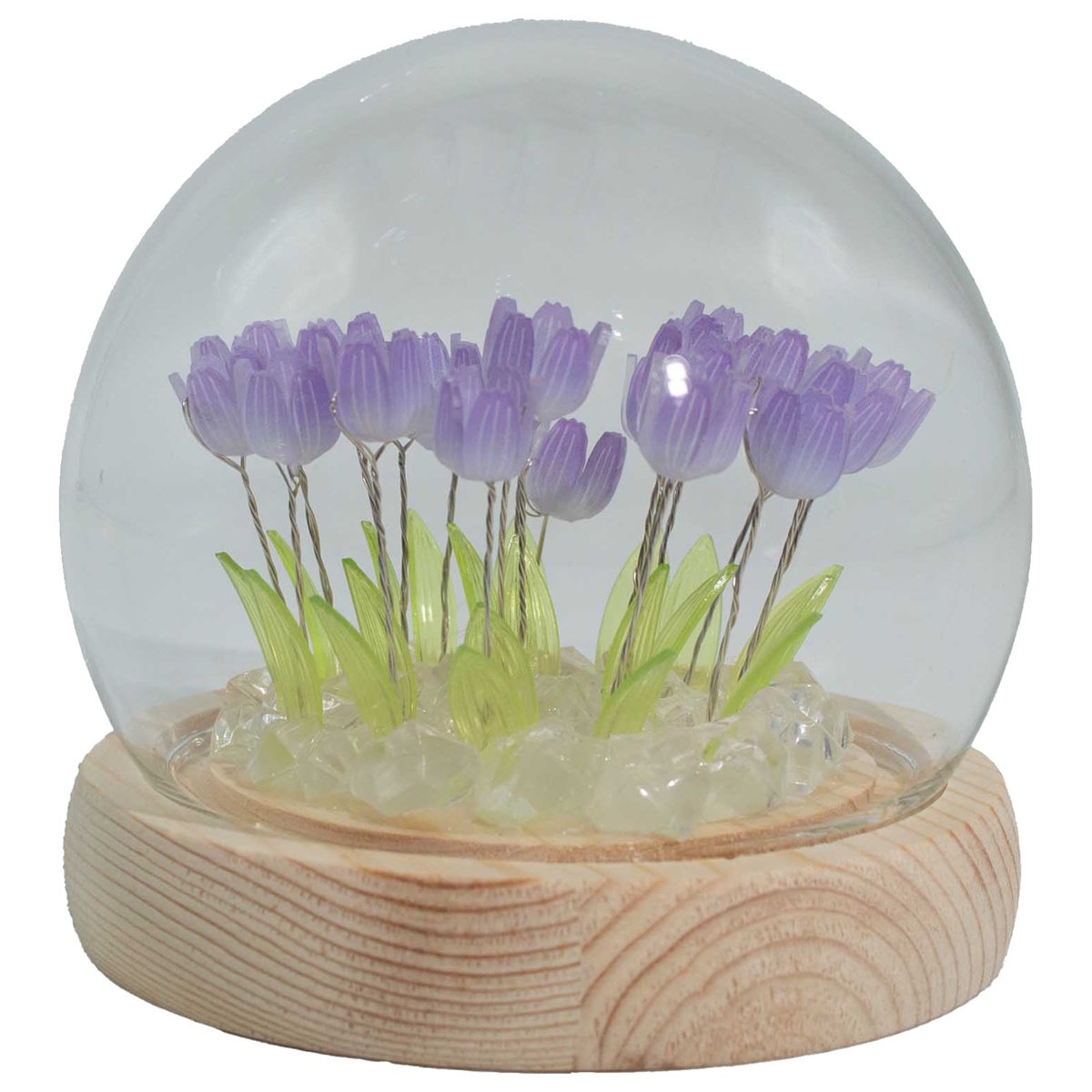 Świetlisty Ogród LED - 20 Tulipanów pod Szklaną Kopułą, USB, Lampka Nocna