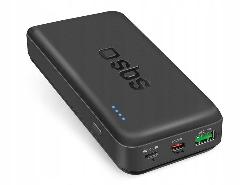 Powerbank 20000 mAh PD USB-C USB-A Micro-USB 20W - czarny