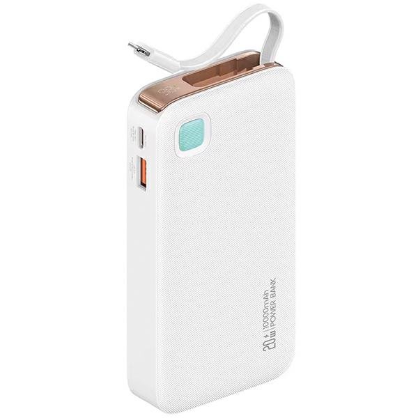 USAMS Powerbank ze zwijanym kablem Retractable Lightning 10000 mAh PD 20W F