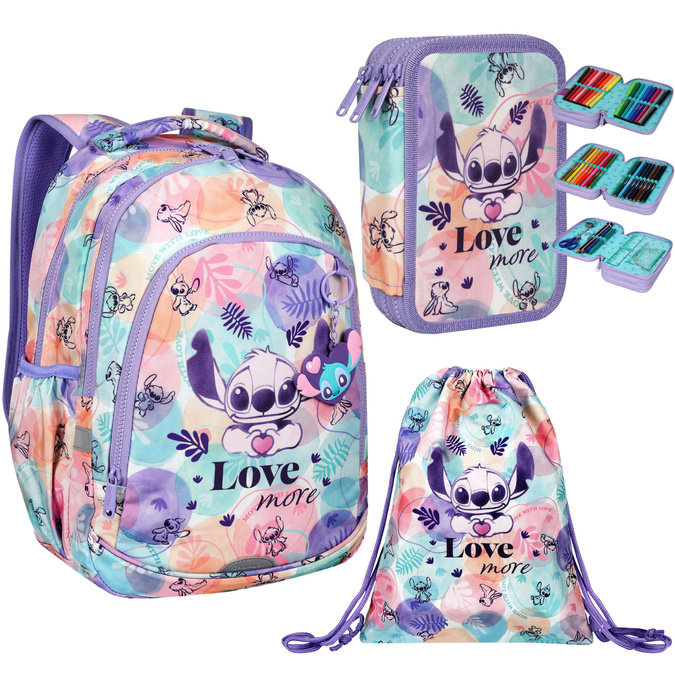 Zestaw wyprawka szkolna 3el plecak piórnik z wyposaż worek Stitch COOLPACK