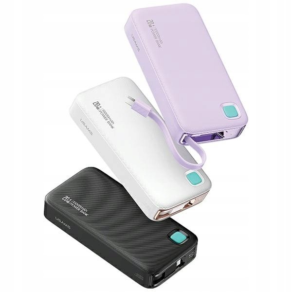 USAMS Powerbank ze zwijanym kablem USB-C Retractable 10000 mAh PD 20W Fast