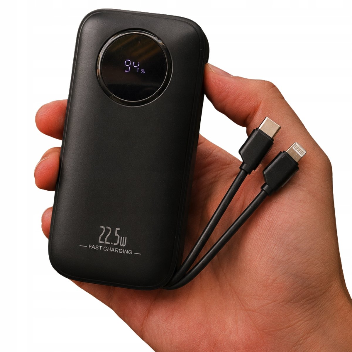 POWERBANK VOPTIX CK-013 10000mAh 22.5W LCD 2 KABLE USB-C LIGHTNING SAMOLOT