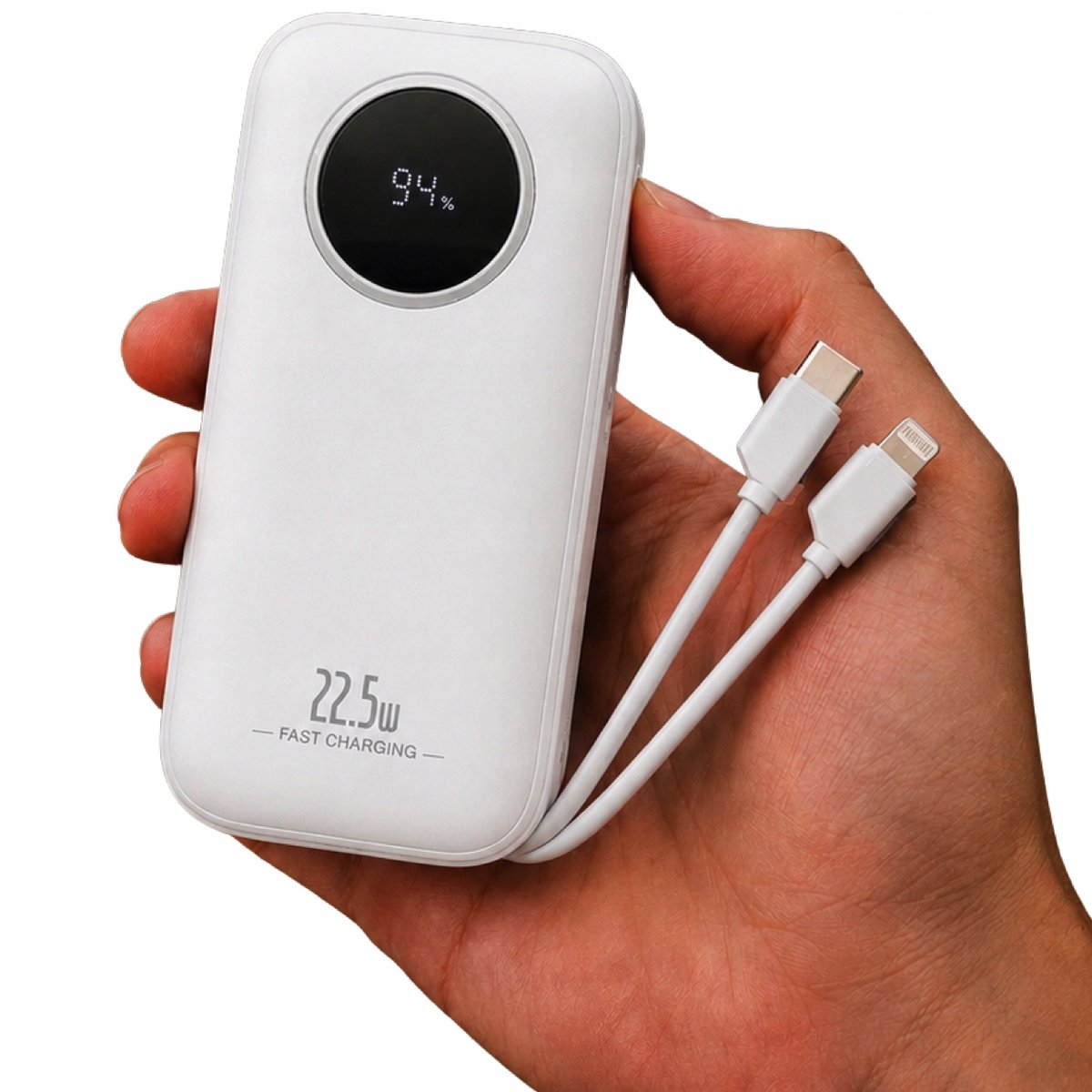 POWERBANK VOPTIX CK-013 10000mAh 22.5W LCD 2 KABLE USB-C LIGHTNING SAMOLOT