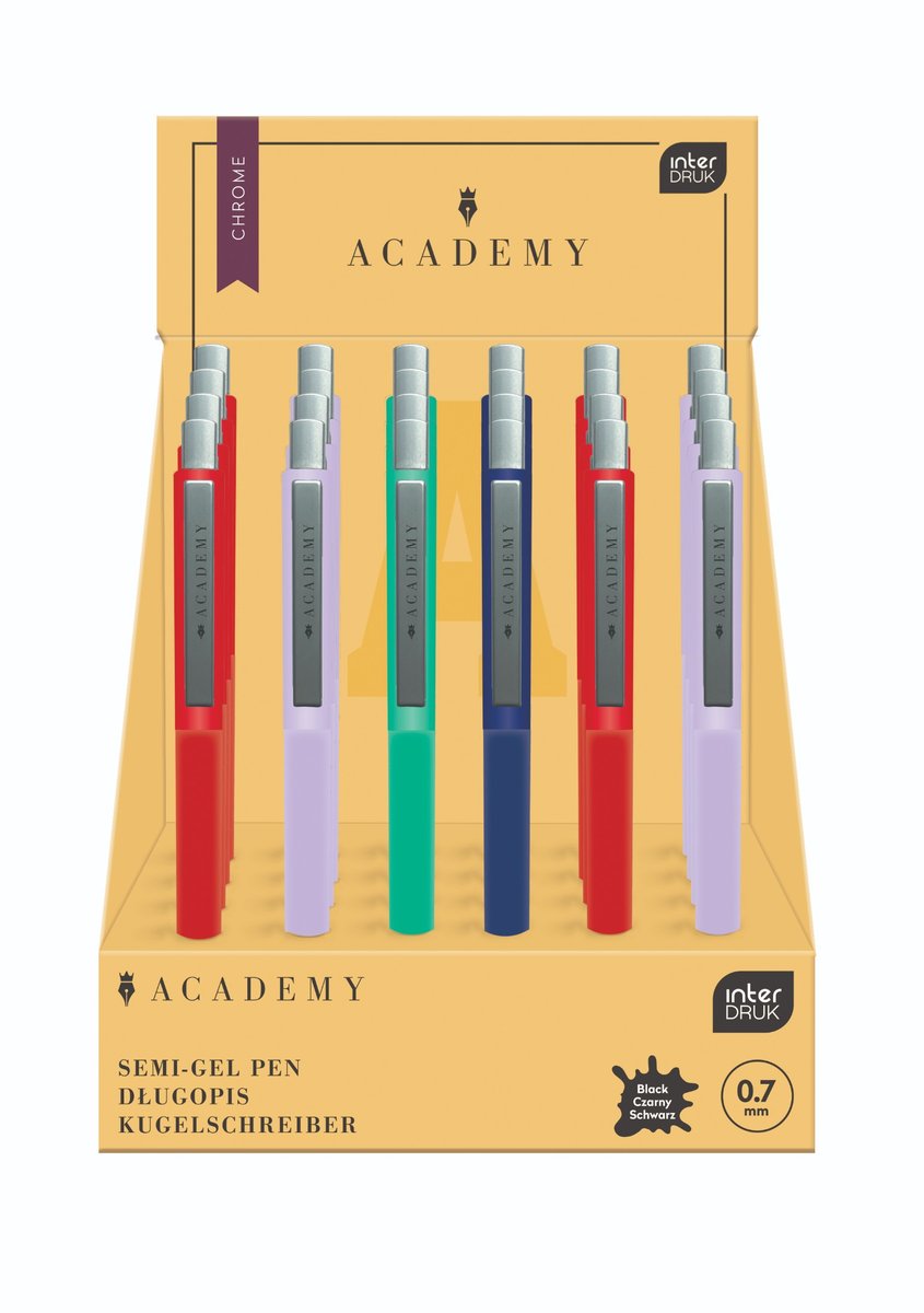 Długopis metalowy automatyczny czarny, Academy, Interdruk