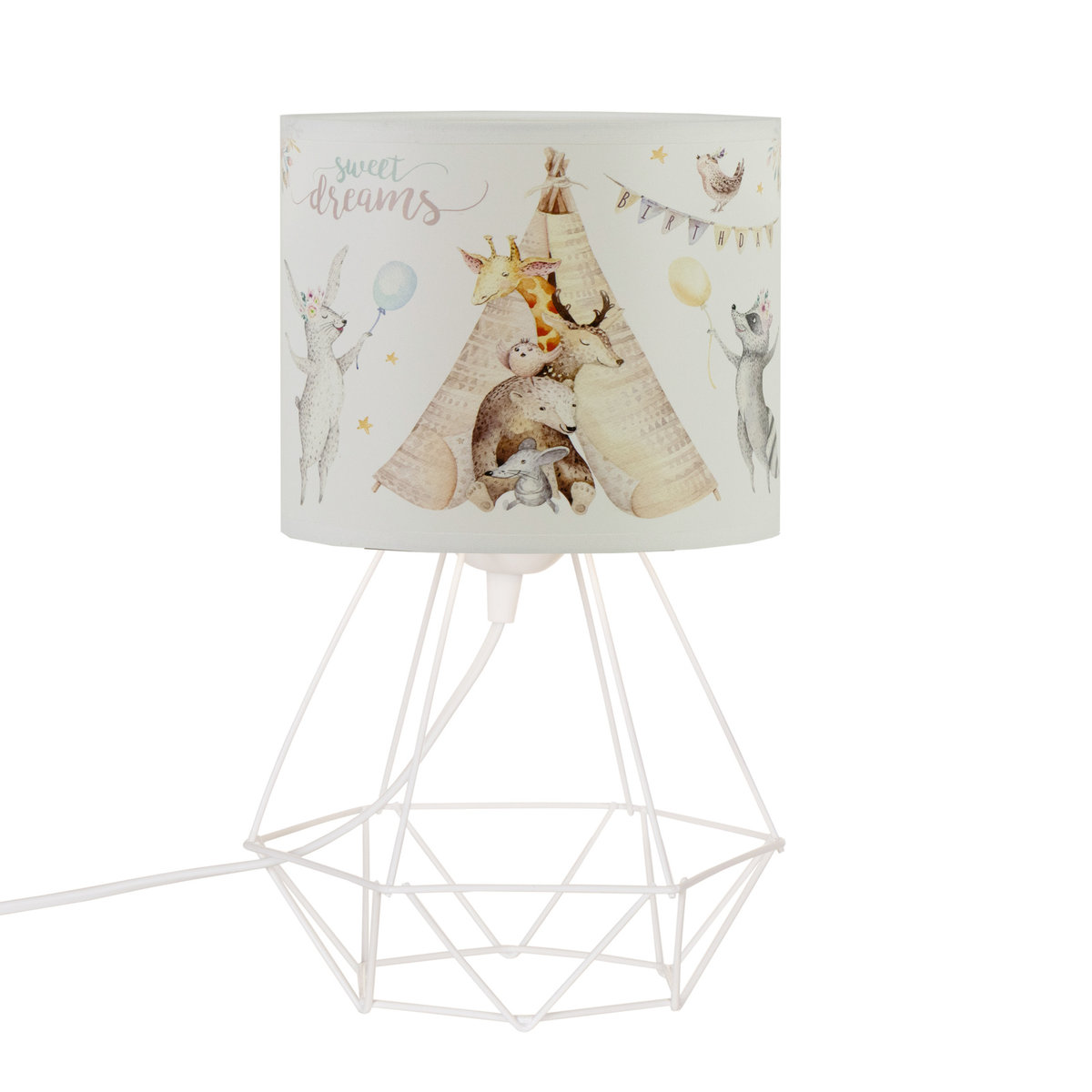HEXE KIDS Lampa stojąca biurkowa dziecięca ZWIERZĘTA 1 x 60W biały H0941