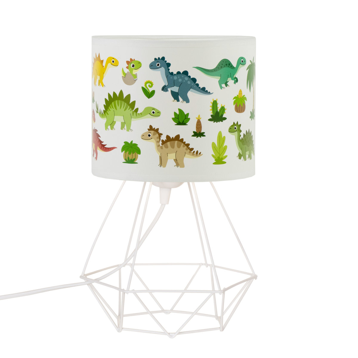 HEXE KIDS Lampa stojąca biurkowa dziecięca DINOZAURY 1 x 60W biały H0974