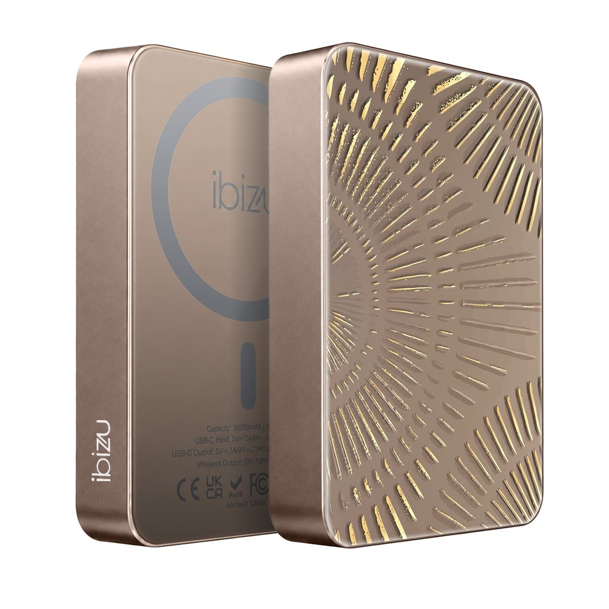 Powerbank IBIZU MagPower 10 000 mAh, tytan pustynny, magnetyczny, aluminiowy, Boski promień